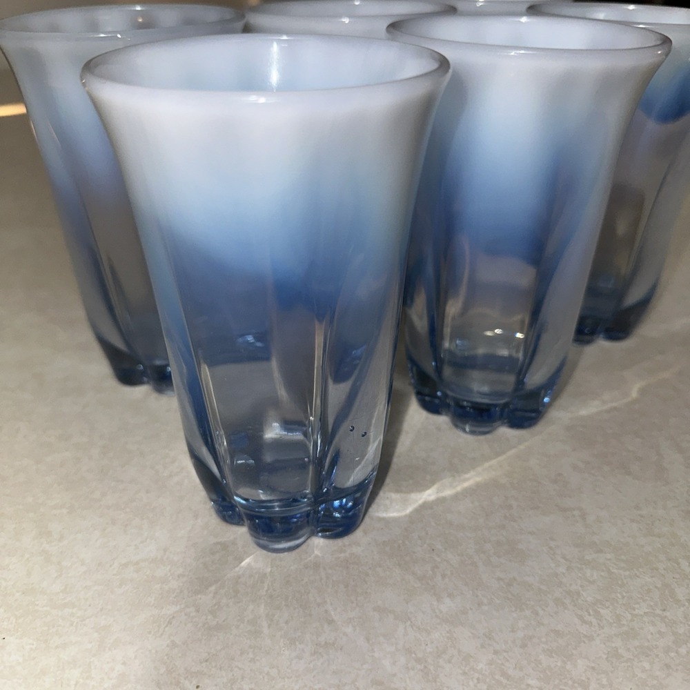 RARE Duncan and Miller #115 Canterbury Blue  Opalescent 5.5" Water Tumbler 9oz 6